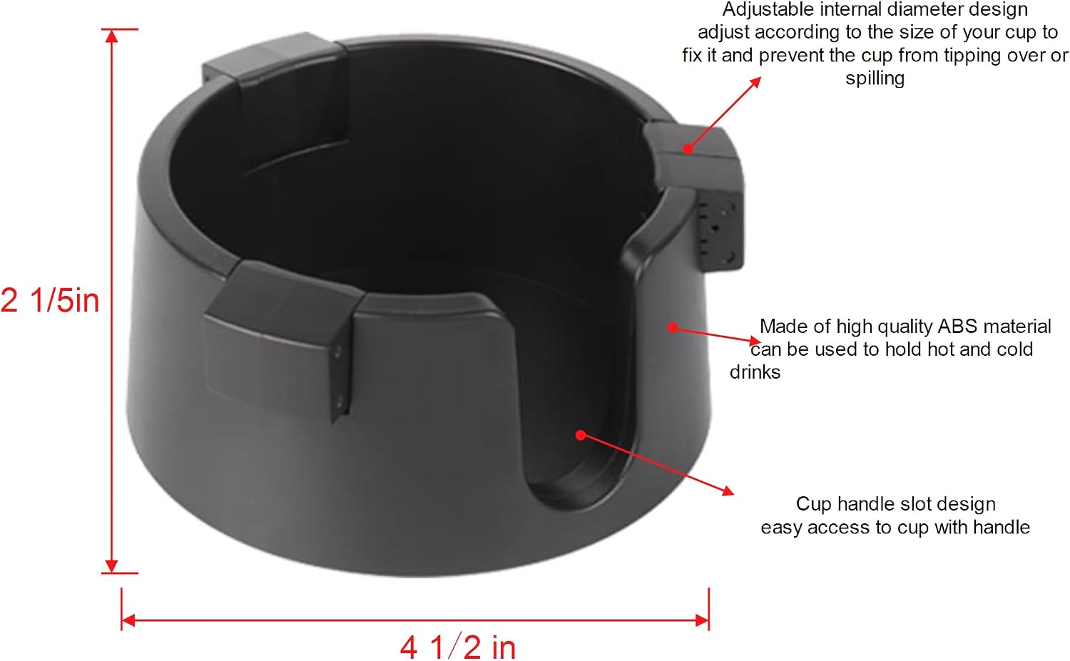Horizontal Mounting Magnetic Cup Holder, Suitable for Tractor Lawn Mower Forklift Treadmill and Other Iron Products, Fits Mugs Cans Glass Bottles Thermos, Adjustable Anti-Spill Cup Holder, Black
