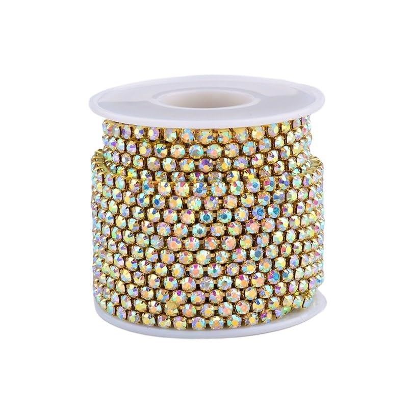 Ruban strass dorés denses SS10 bordure strass transparents AB couture diy