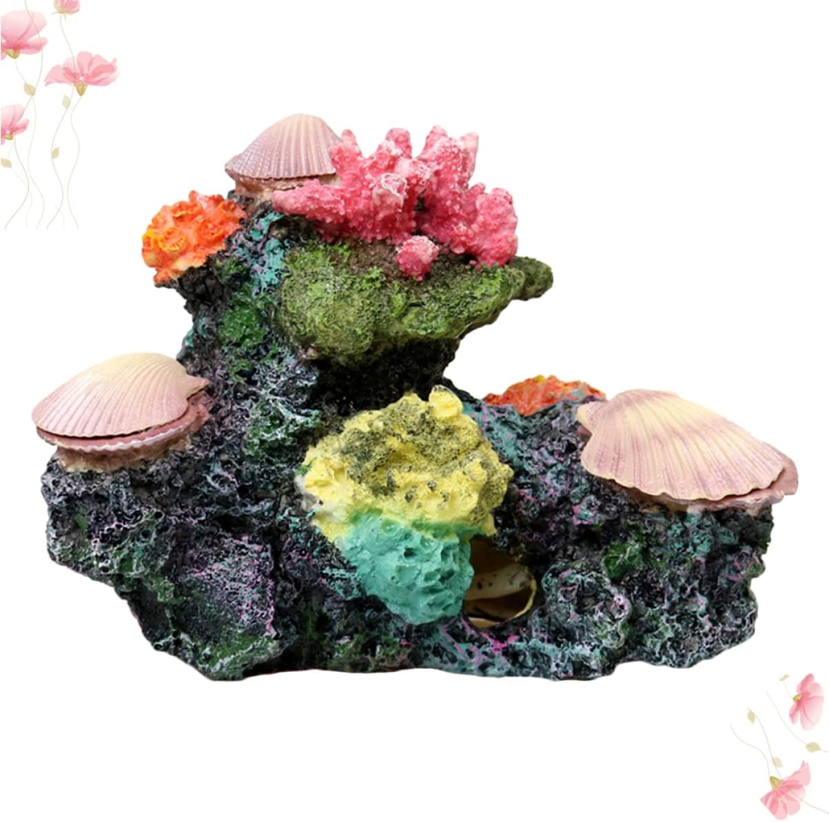 Sosoport Artificial Coral Reef Decoration for Fish Tank Vibrant Colorful Resin Underwater Plants Aquarium Decor No Fertilizer Needed Shelter for Pet Fish