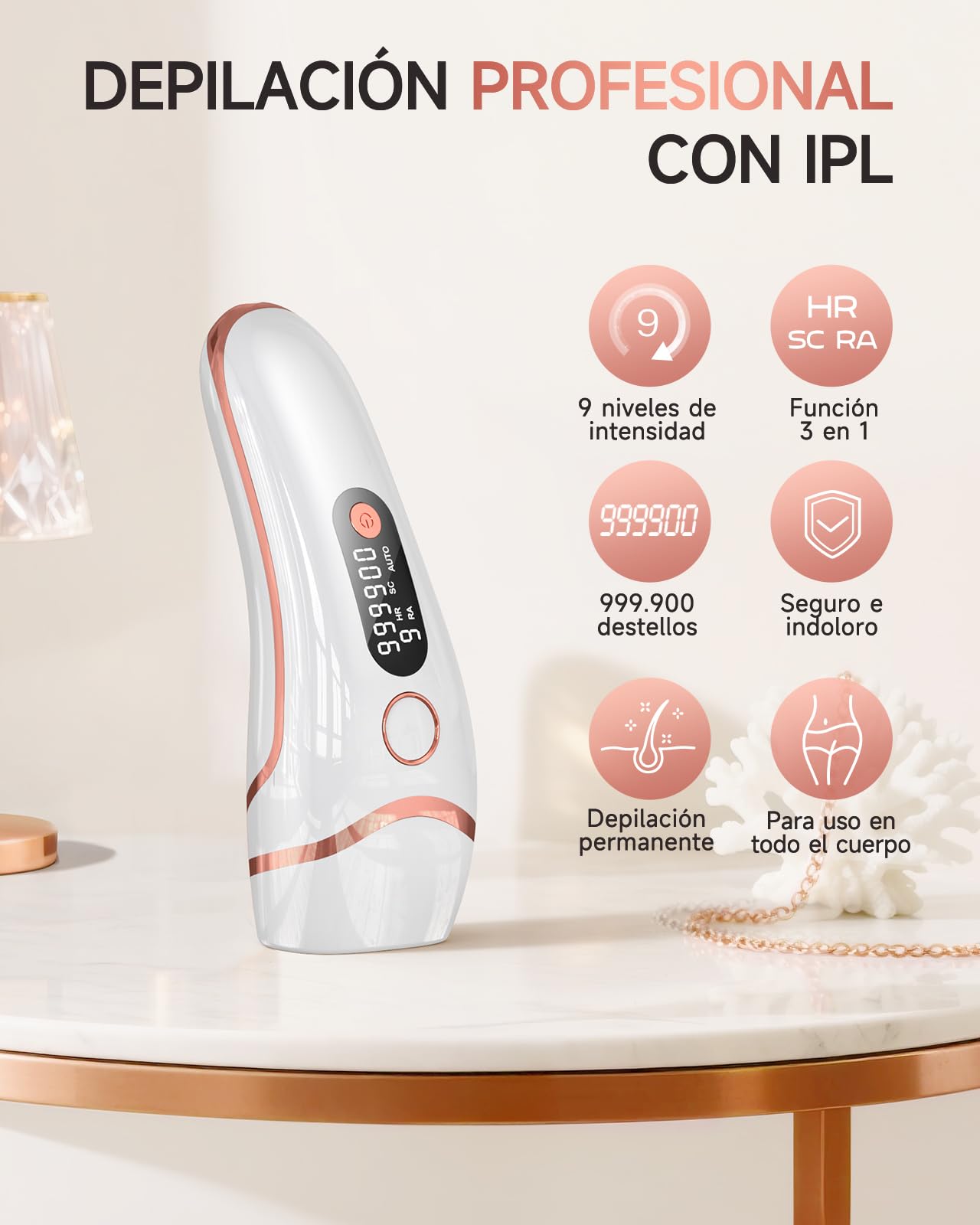 Depiladora Luz Pulsada, IPL Depilación para Axilas, Cuerpos, Hombres, Mujeres