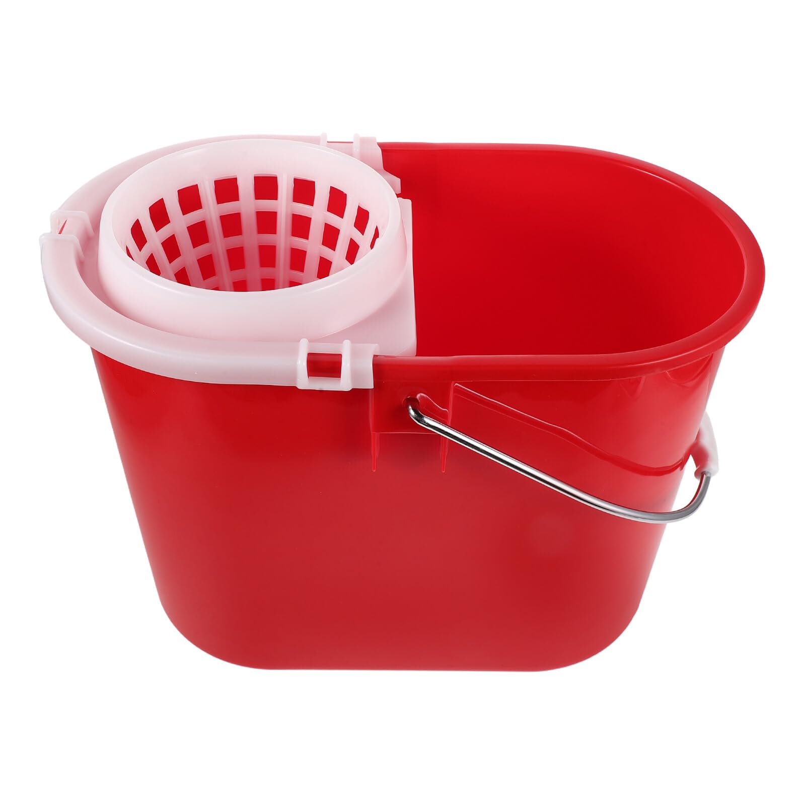 Cubo de Limpieza Comercial Rojo 236 para Fregona Redonda, Cubo de Plástico Reforzado con Asa Antideslizante, Repuesto para Hoteles y Limpieza Doméstica, Balde Compacto para Fregar