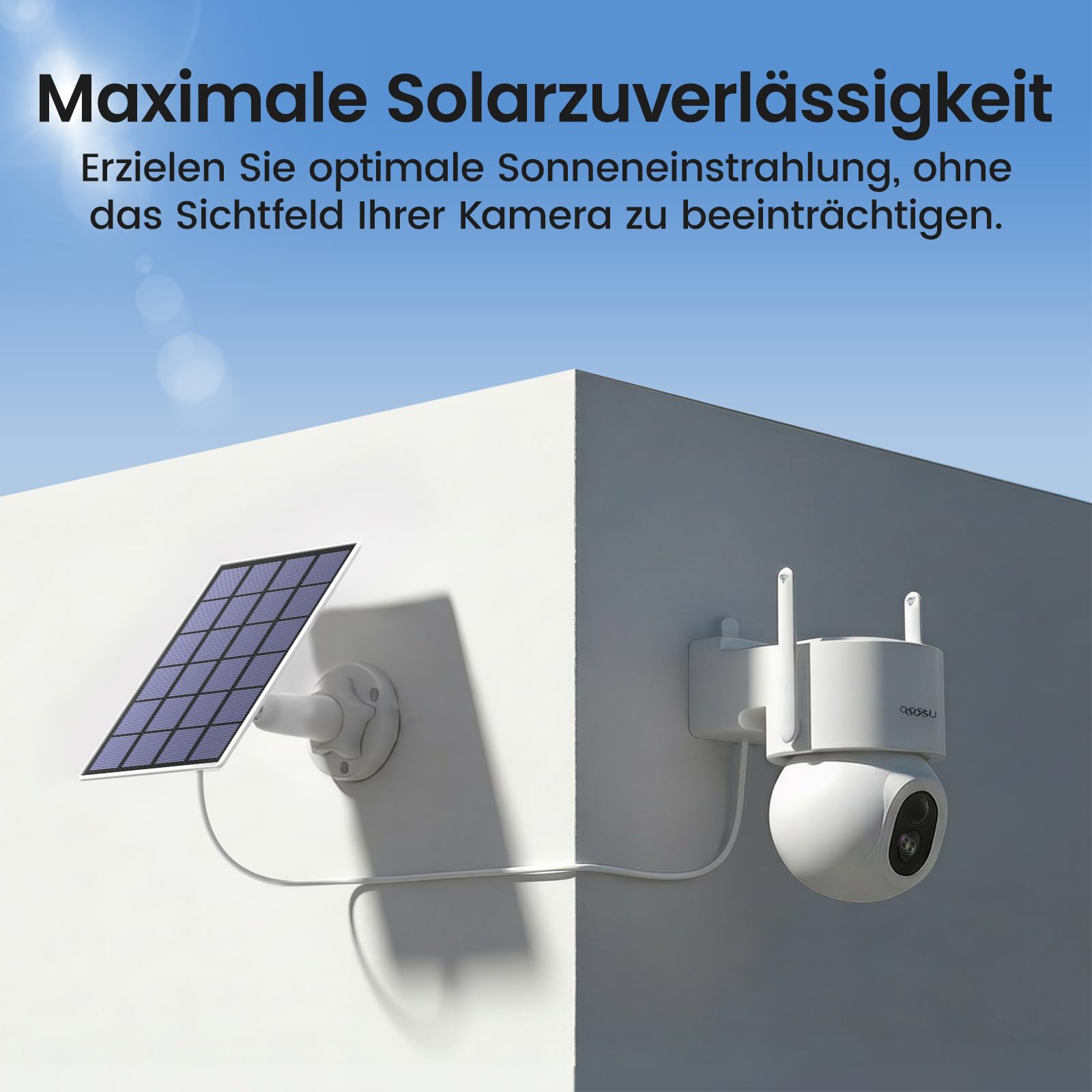 aosu D1 MAX 4K 8MP Überwachungskamera Aussen Solar Akku 360° PTZ, PIR | aosuBase 2.0, 32GB Lokal Speicher & 1TB Erweiterbare, PIR Person/Auto-Erkennung, Kein Abo Nötig, Nachtsicht, Heimsicherheit