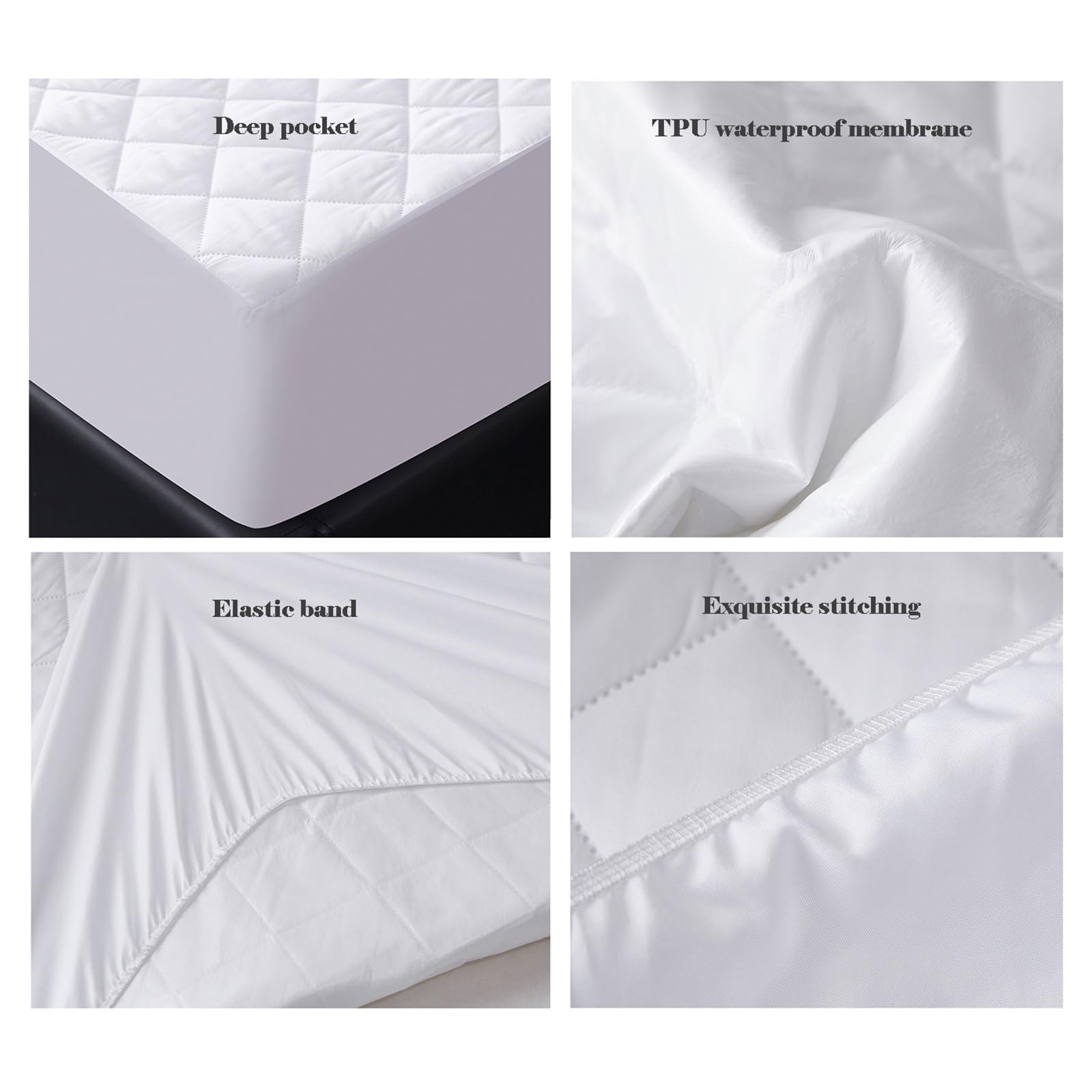 Coprimaterasso Impermeabile di Alta qualità, Singolo, Matrimoniale, Queen Size, King Size, Traspirante, con Angoli Elasticizzati, con Tasche Profonde, Lavabile in Lavatrice (Blu Royal, 200x2