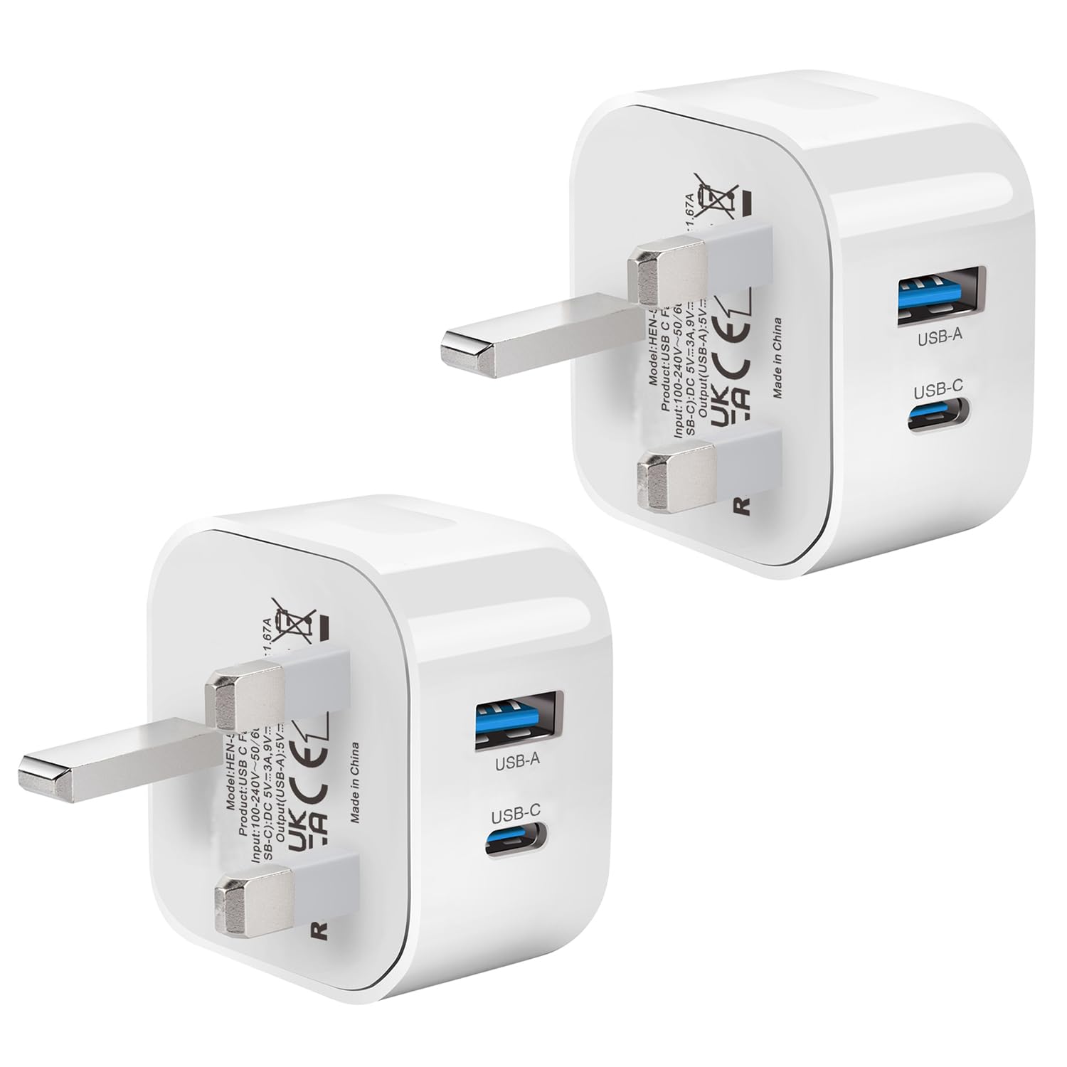 USB C Fast Charge Plug,Dual Port USB Plug Type C Wall Charger Plug UK Compatible with iPhone 17/16/15/15 Pro Max Micro/14/14 Pro/14 Pro Max/13/13 Pro/13 Pro Max/12/12 Pro Max/Pro/iPad — view 7
