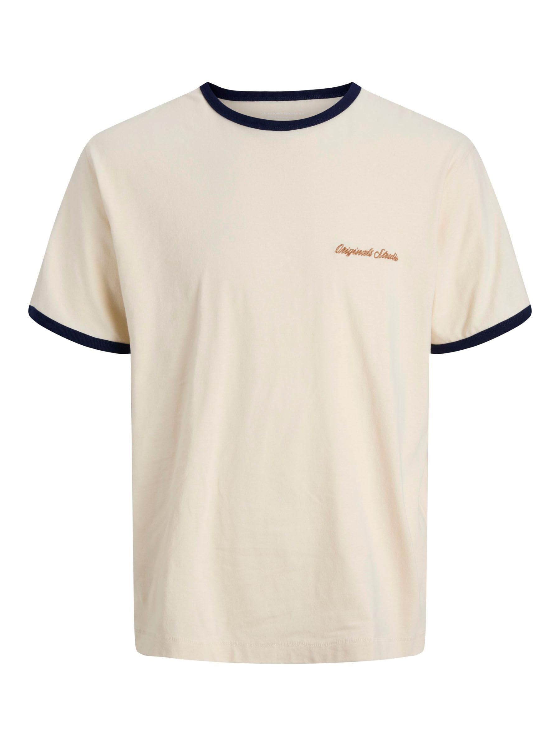 JACK & JONES Jornorrebro Ringer Tee SS Crew Neck, Antique White, S
