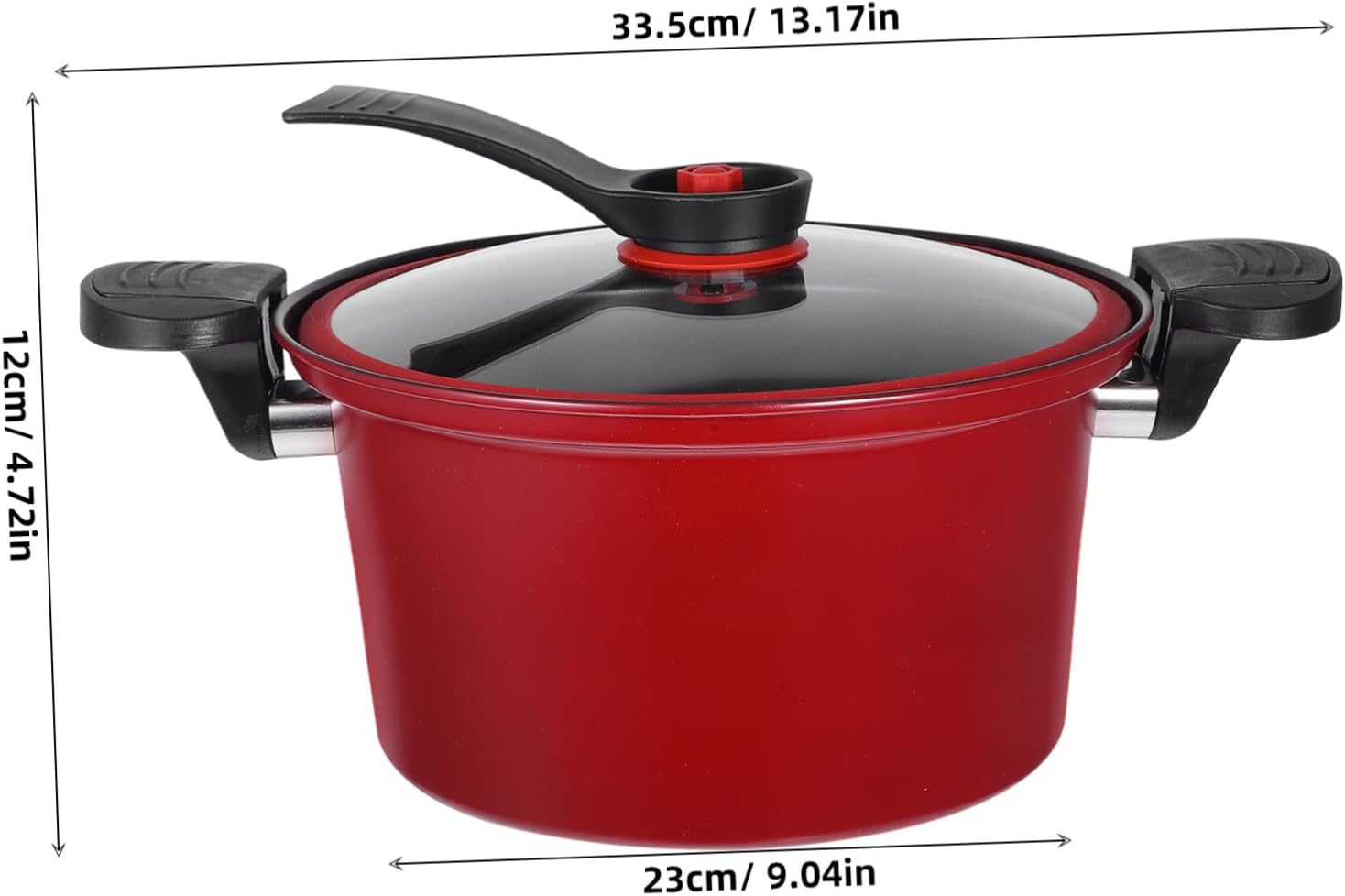 OUNONA Micro Pressure Soup Pot Red Non Stick Low Pressure Cooker with Heat Resistant Double Handles for Household Multifunctional Cooking and Even Heating