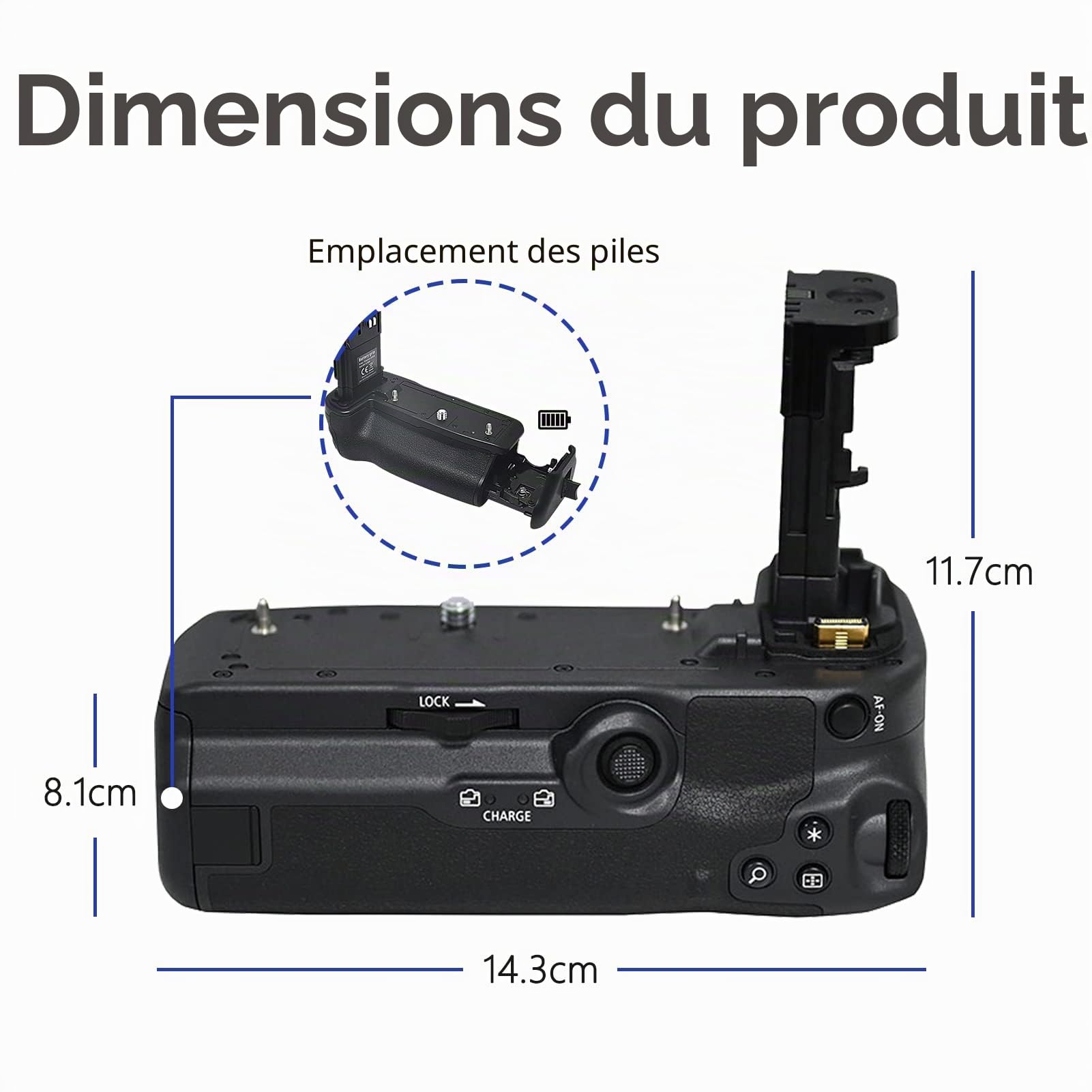 Vertical Batterie Grip avec télécommande sans Fil 2.4G Remplace Le Support de Batterie Canon BG-R10 Compatible avec Les appareils Photo Reflex numériques Canon EOS R5 R6 R5C