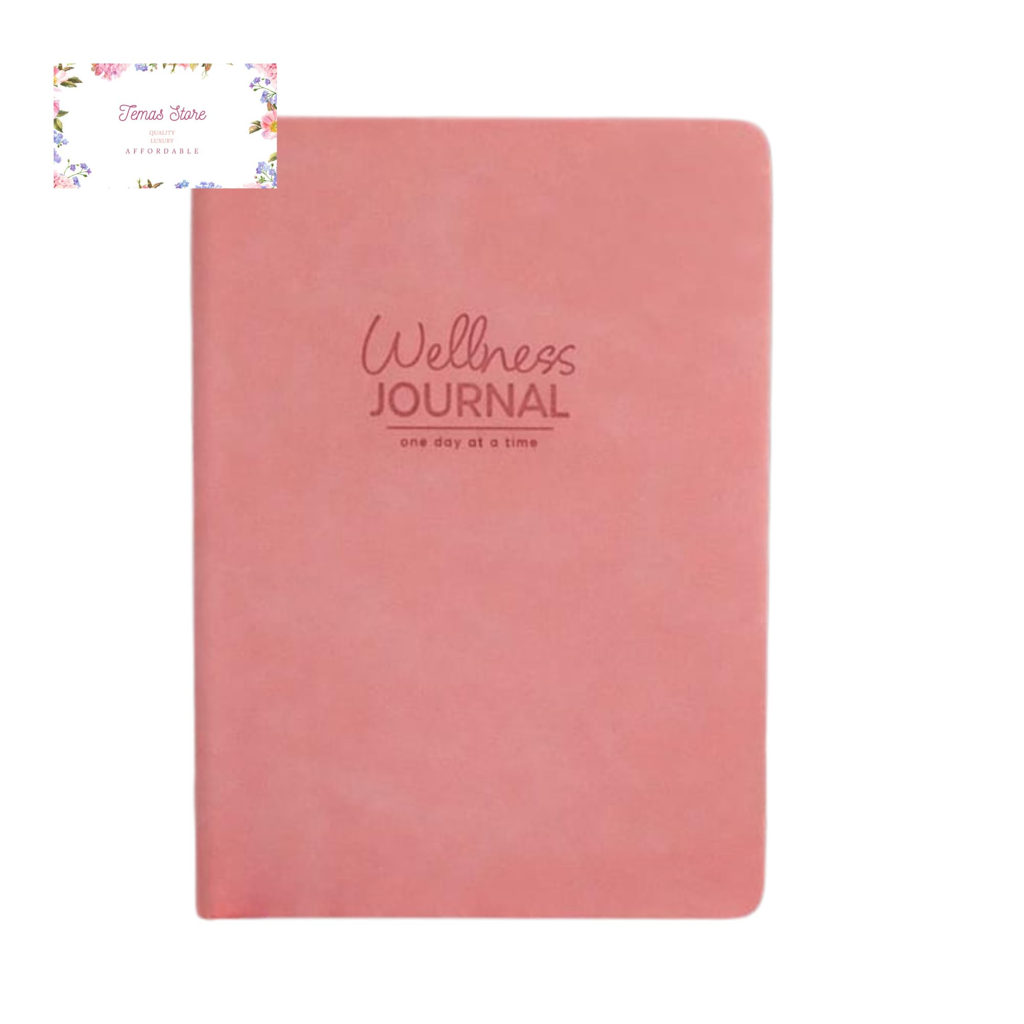 A5 Wellness Journal With Stickers One Day At Time Planner Soft Touch Notebook For Mind Body Balance Reflection Goals Meals Mood Exercise Tracking - 200 Pages (Peach)
