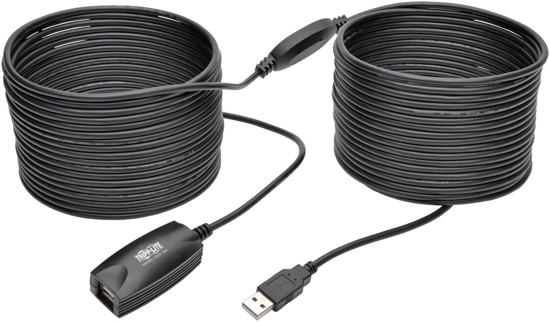 Get Special Price Tripp Lite 15M USB 2.0 Hi-Speed Active Extension Repeater Cable USB-A M/F 49ft (U026-15M), Black