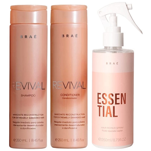 BRAÉ Revival Kit Duo+ Essential - Shampoo e Condicionador, Brilho e Força, Cabelos Macios ... BRAÉ Revival Kit Duo+ Essential - Shampoo e Condicionador, Brilho e Força, Cabelos Macios ...
