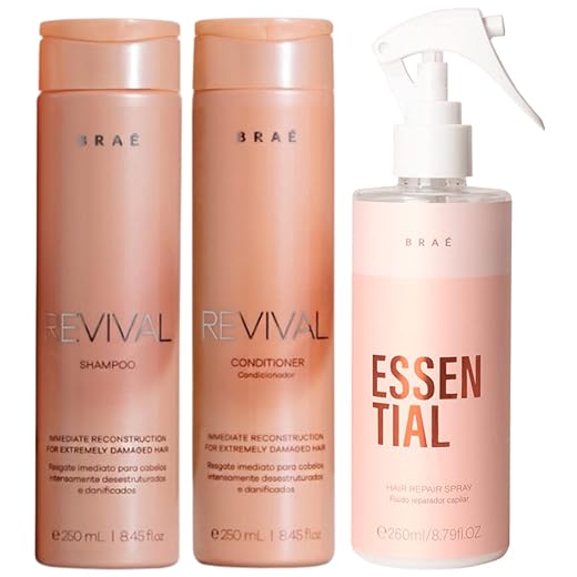 BRAÉ Revival Kit Duo+ Essential - Shampoo e Condicionador, Brilho e Força, Cabelos Macios e Maleáveis, Rende Muito