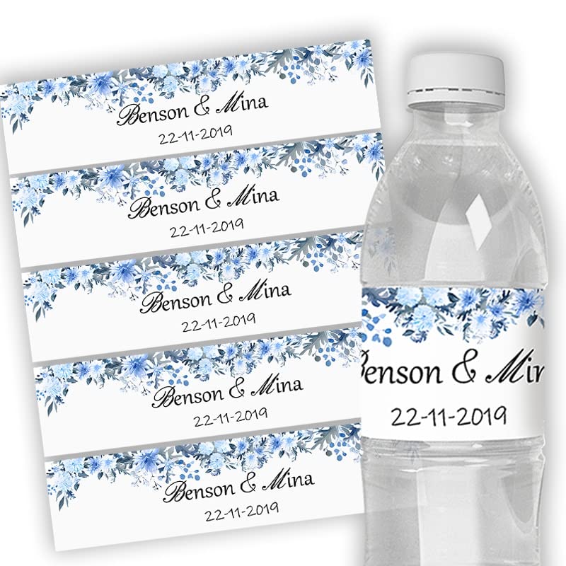 30Pcs Personalized Custom Personalized Floral Wedding Water Bottle Labels Stickers Birthday Anniversary Bride Show Graduation (A)