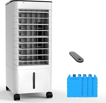 FLOWBREEZE Windowless Portable Air Conditoners, 3-IN-1 Portable AC w/Remote, 12H Timer &1.16Gal Tank, 45 Oscillation, 3 Modes & Speeds, Fast Cooling Quiet Ventless Swamp Cooler for Home Office, Ivory