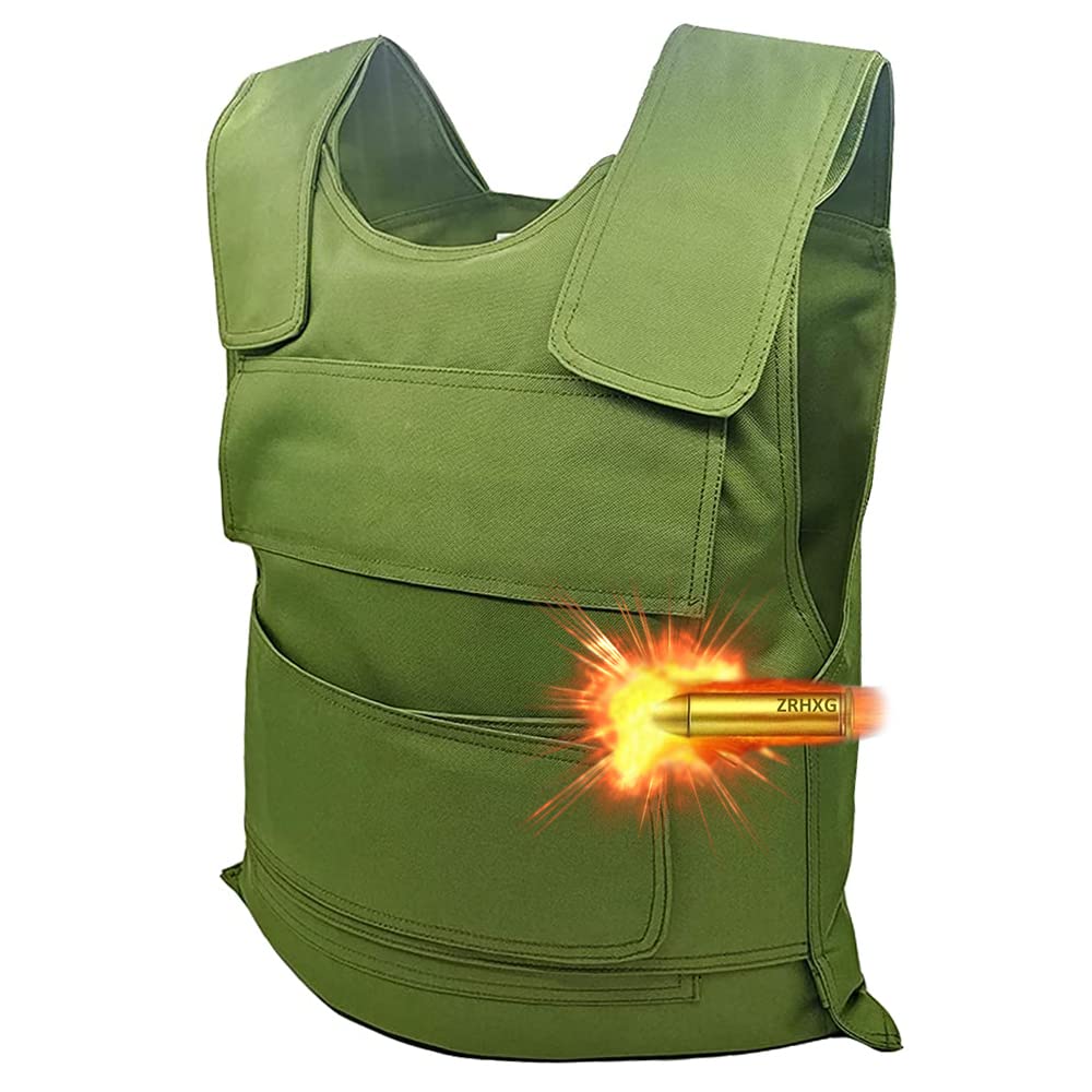 Schusssichere Weste Militär Kugelsichere Schutzweste, Schusssicher Ausrüstung Einstellbar Sicherheitswesten Taktische Ballistische K?Rperpanzer, Es Gibt Taschen Vorne und Hinten