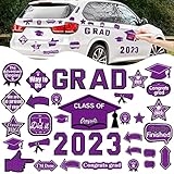 37pcs Graduation Car Reflective Magnets Grad 2023 Car Decorations Waterproof Decal Graduation Cap Fr