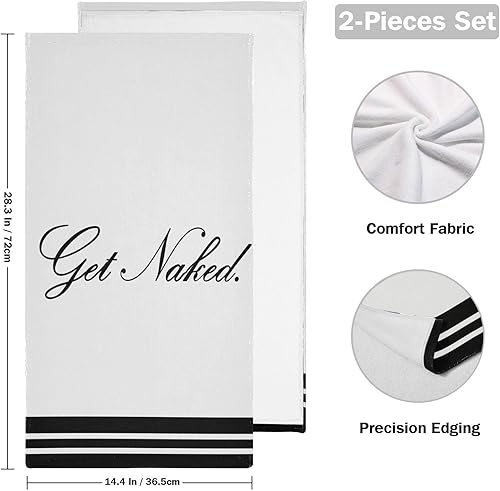 Miniatura 2 de Juego de 2 toallas de mano de baño a rayas blancas y negras, con citas divertidas, suaves y absorbentes, toallas de mano decorativas abstractas y