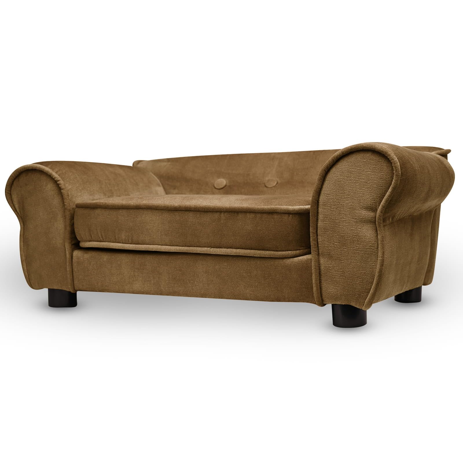 MG Design Canapé pour Chien et Chat Marron – Structure en Bois, Assise rembourrée, Facile à Nettoyer – prêt à l’Emploi