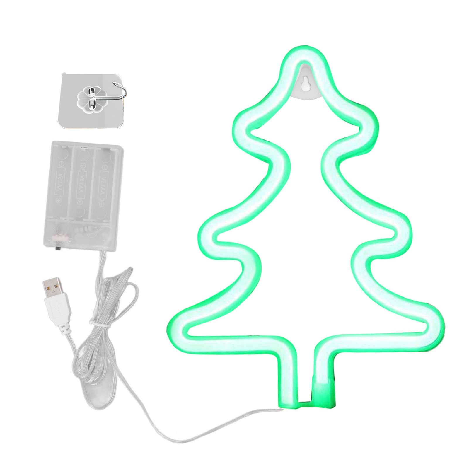 Muiltvoe Christmas Tree LED Neon Sign for Wall Decor USB Powered Neon Light with Battery Option for Desk Party Wedding Christmas Decor