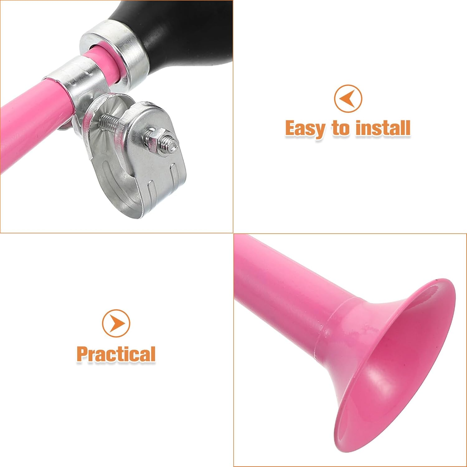Metal Bicycle Air Horn Bike Horn for Mountain Bikes 7-inch Pink Electroplated Scooters and Cycling Accessories