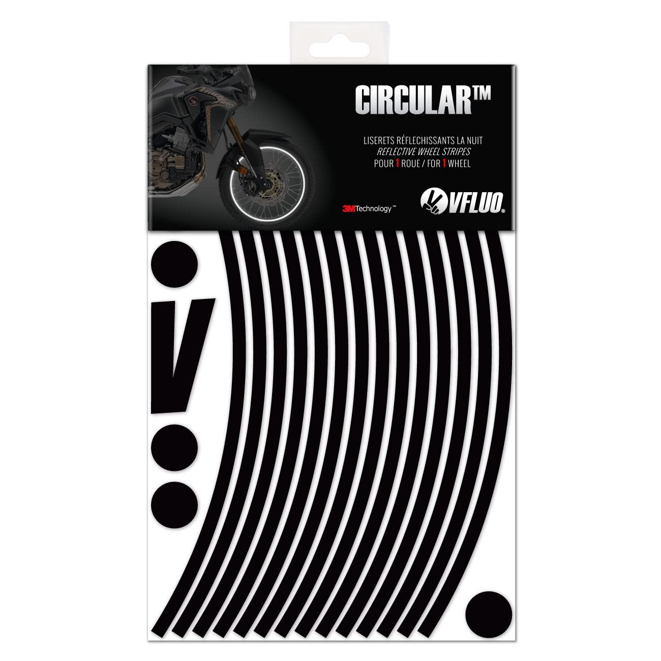 VFLUO - Kit Pegatinas Llantas de Moto Reflectantes, Autoadhesivas para 1 Rueda, 3M Technology™ - Gran Visibilidad Lateral - Discreto y diseño - Fácil colocación — view 27