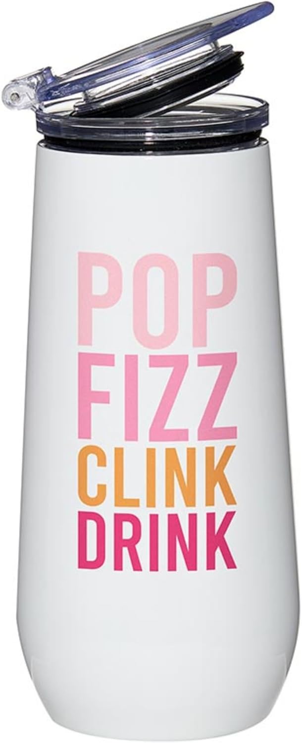Santa Barbara Design Studio Insulated Champagne Tumbler with Flip Top Lid Sippin Pretty Stainless Steel Champagne Flute, 12-Ounce, Pop Fizz - Image 2