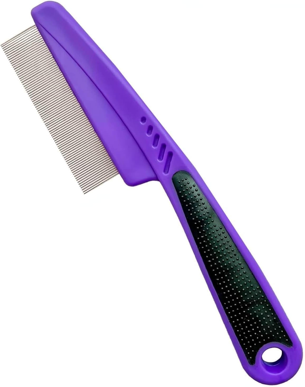 Yumflan Flea Comb with Rubber Handle, Flea and Tick Combs for Dogs & Cats, Fine Tooth Dog Comb for Grooming (Purple)