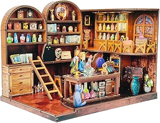 DIYミニチュアドールハウスキット マジックシリーズミニ木製キャビン魔法工房／魔法の駅舎／魔法薬研究所大人向け組み立てキットクラフト愛好家への贈り物 (魔法薬研究所)