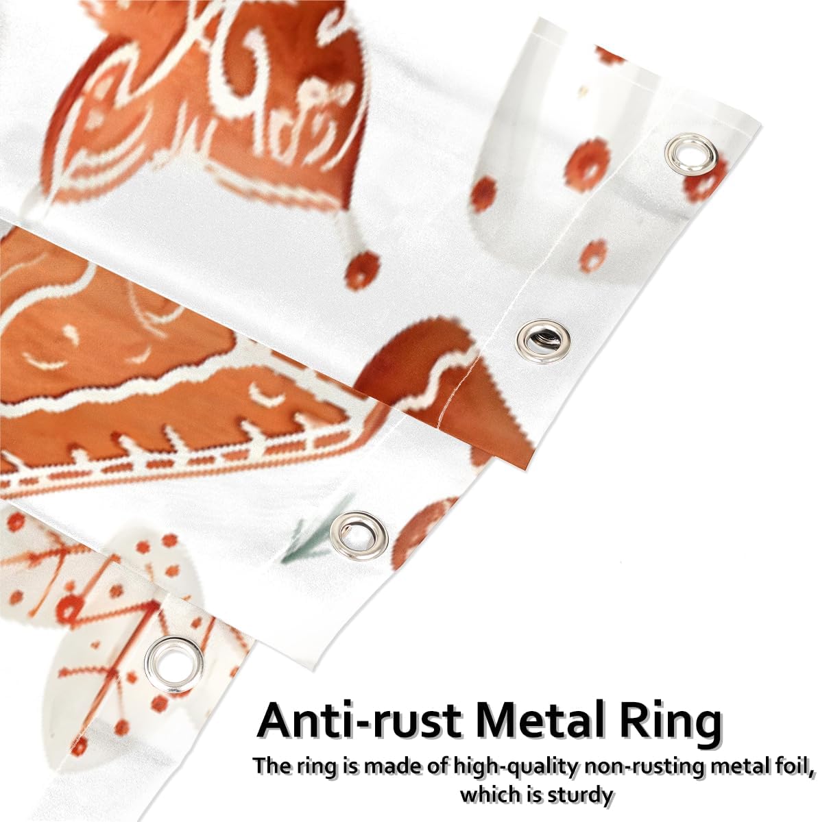 Shower Curtain with Hooks, Christmas Gingerbread Man Candy Cane Waterproof Polyester Fabric Shower Curtains 66" x 72" Machine Washable for Bathroom Bathtubs Decor Home