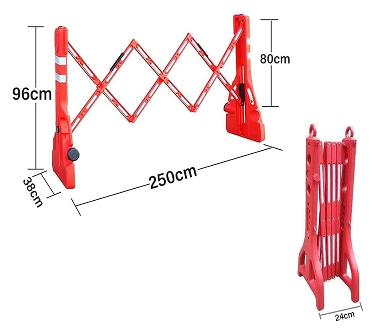 Recinzione Retrattile per Il Traffico, Barricata in plastica, Blocco Stradale, Barriere stradali Portatili con Strisce Riflettenti, barricata da Cantiere riempita d'Acqua