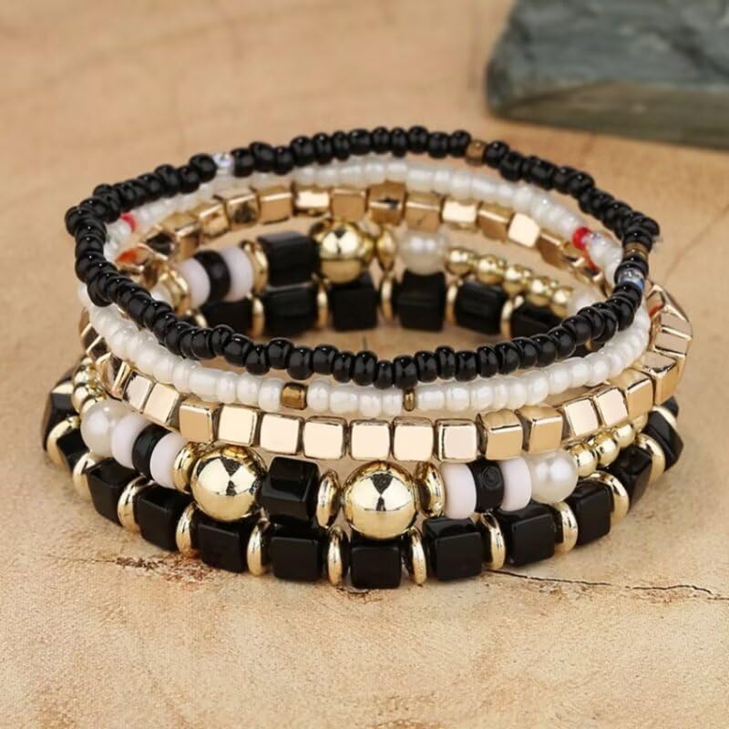 Blue Drop Boho Bracelets Surfer Heishi Crystal Beaded Multilayer Stackable Bracelet for Women Summer Beach Vacation Bohemian Jewelry - Image 3