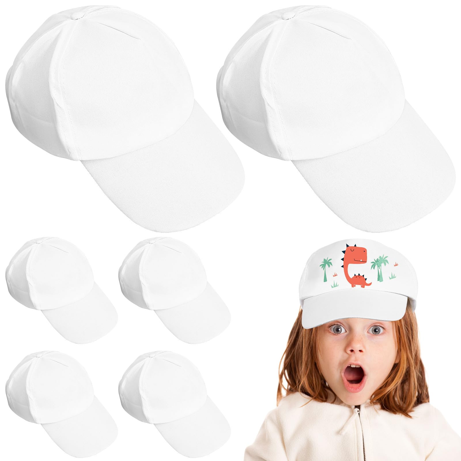 Amosfun 10 Cappellini da Baseball Fai da Te per Bambini, Cappelli con Visiera Dipinti a Mano per Bambini, Materiali per Artigianato Artistico, Cappelli da Sole Casual da Spiaggia