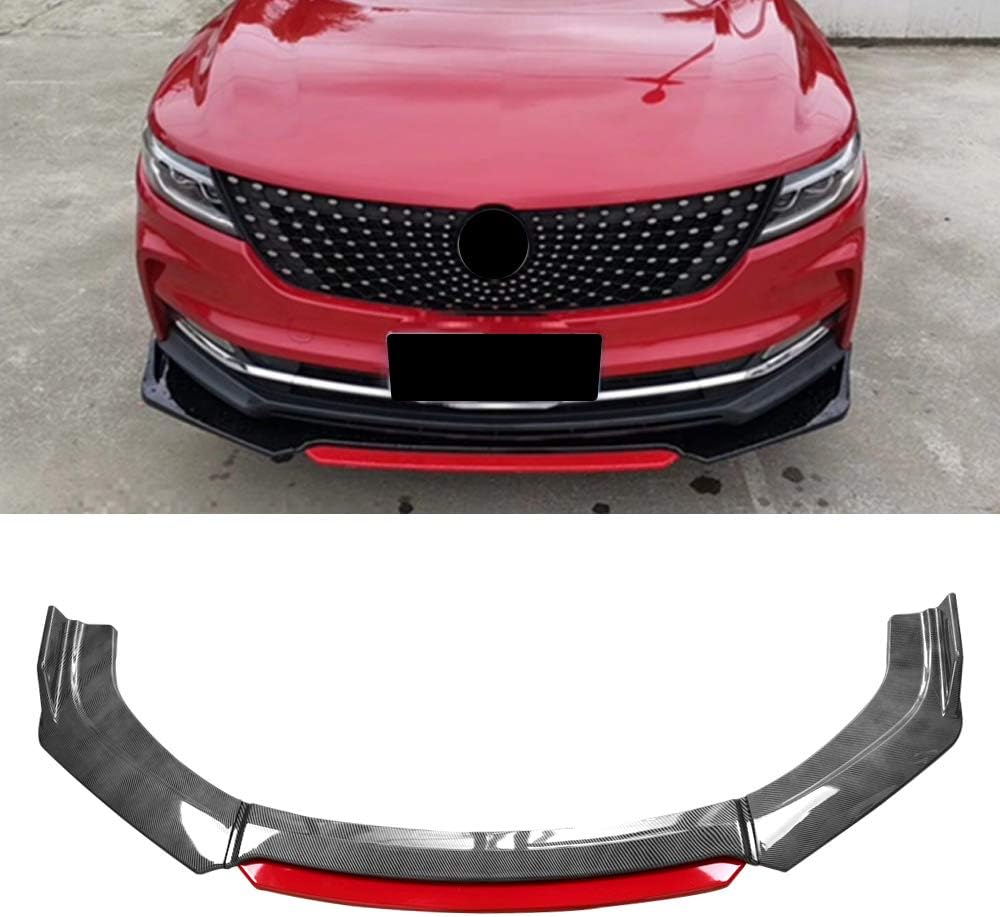 otoez 4Pcs Universal Front Bumper Lip Auto Chin Spoiler ABS Fit for Honda Civic Mitsubishi Toyota Kia Infiniti Splitter Trim Protection Spoiler Air Dam Carbon Fiber Black