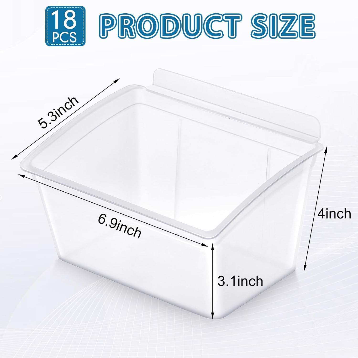 Unittype 18 Pcs Slat Wall Bins Slat Wall Accessories Storage Bins Plastic Containers Organizer for Garage Craft Room Tool Shed Workshop(Clear)
