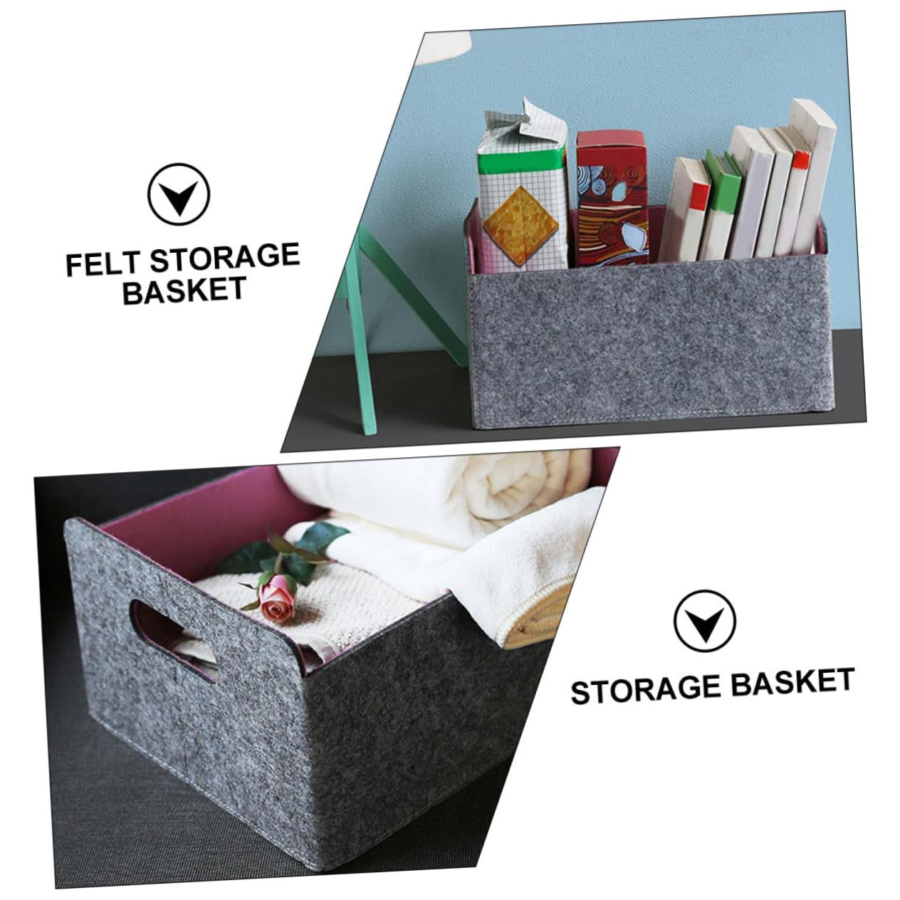 Cesta de Almacenamiento Pequeña Cesta para Artículos Diversos para El Hogar Organizador de Fieltro Compacto Y Plegable para Escritorio de Oficina