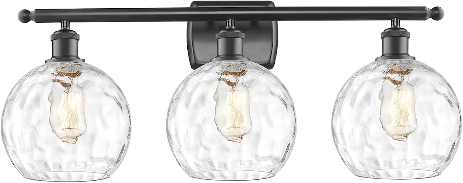 Innovations Lighting Athens Water Glass - 3 Light Bath Vanity in Industrial Style-13 Inches Tall and 26 Inches Wide-Oil Rubbed Bronze Finish