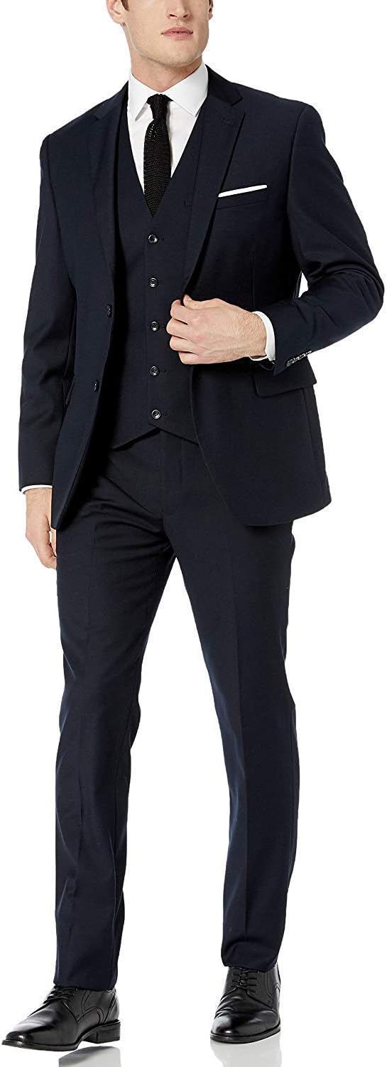 Adam Baker Men's Slim Fit 3-Piece (Jacket, Vets, Trousers) Vested Suit Set - Many Sizes & Colors Available