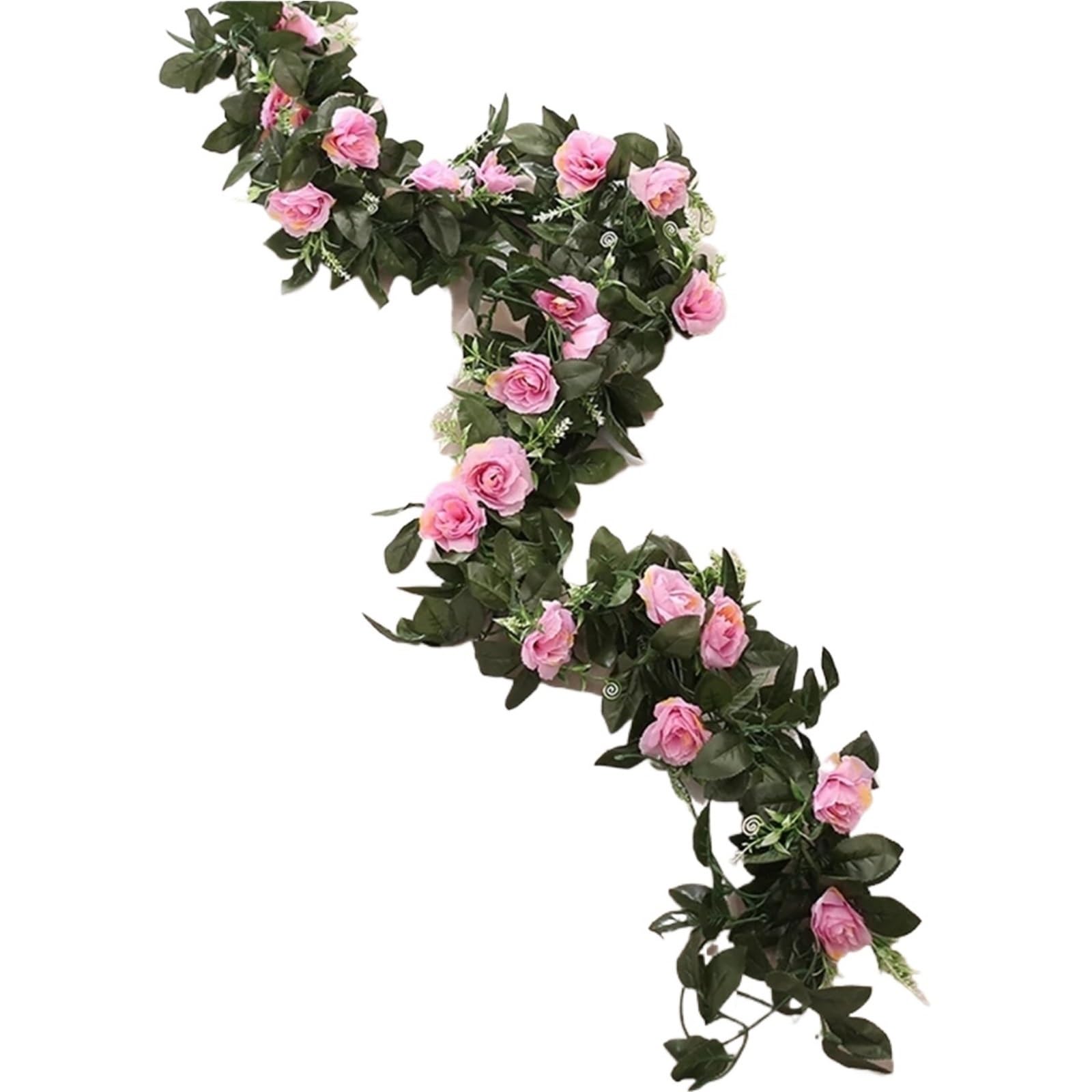 Künstliche Greenery Girlande künstliche Blumen, Seide Rose Reben Hängen Wand Blätter Kranz Hochzeit Garten Home Wand Party Dekoration for Dekoration(Pink C,4pcs)