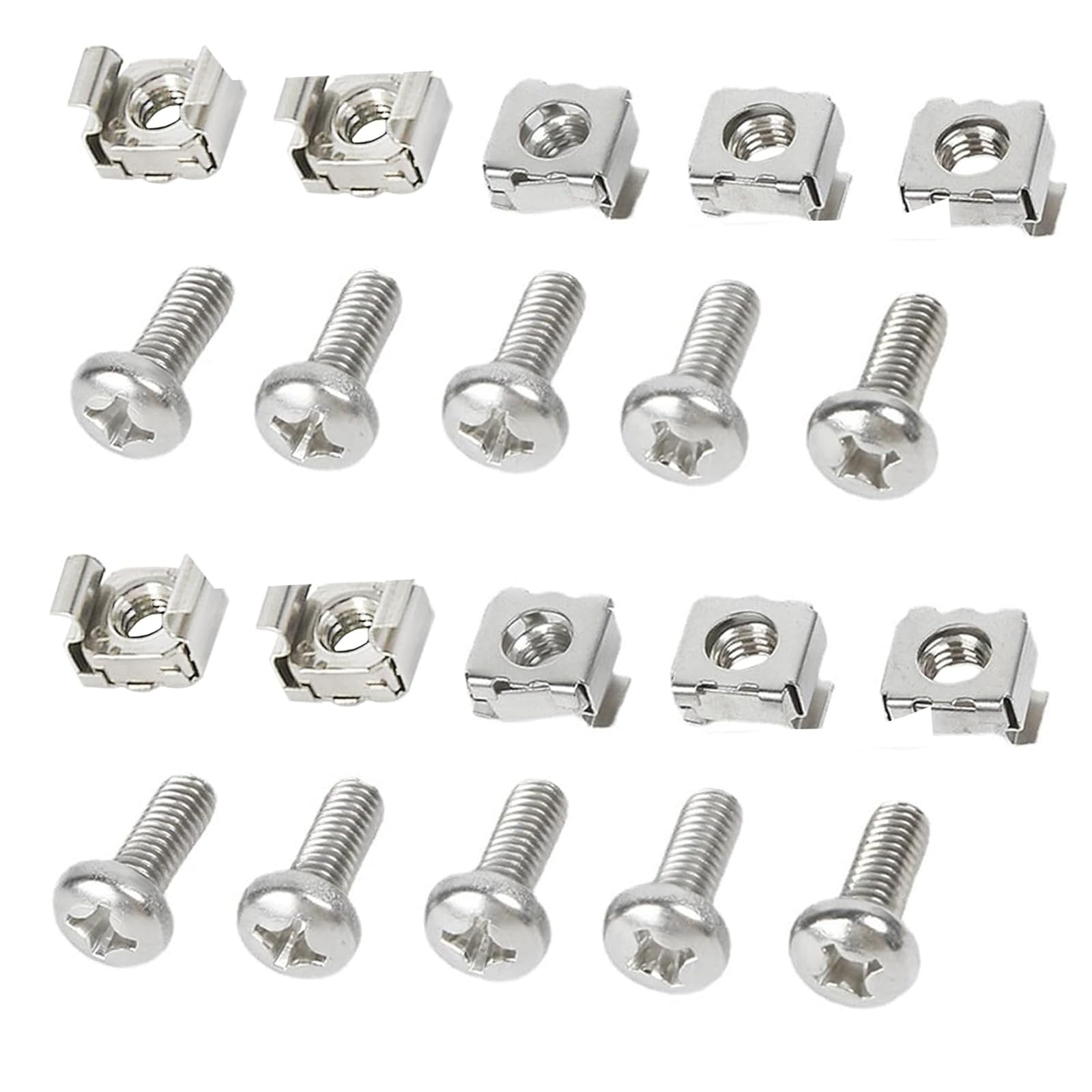 50x Set di Viti con Gabbia M6, Viti e Dadi in Gabbia per Armadio Rack, Viti di montaggio per armadietti server, M6x16mm Dadi a Gabbias per Montaggio a Rack, Armadi di Server Accessori