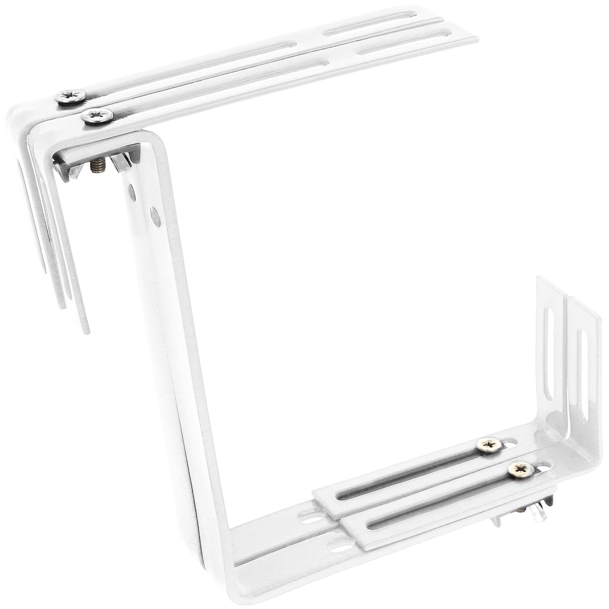 com-four® 8X Blumenkastenhalter für Balkon-Brüstungen und Geländer - Flexible Befestigung aus Metall für Pflanzkästen - 2-Fach verstellbar - kein Bohren notwendig (weiß)