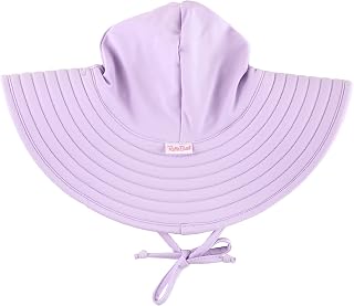 RuffleButts Toddler Girls UPF 50+ - Wide Brim Sun Hat | 80% Nylon 20% Spandex, Reversible Polka Dots, Adjustable Fit, Beach And Pool Use, Hand Wash Only
