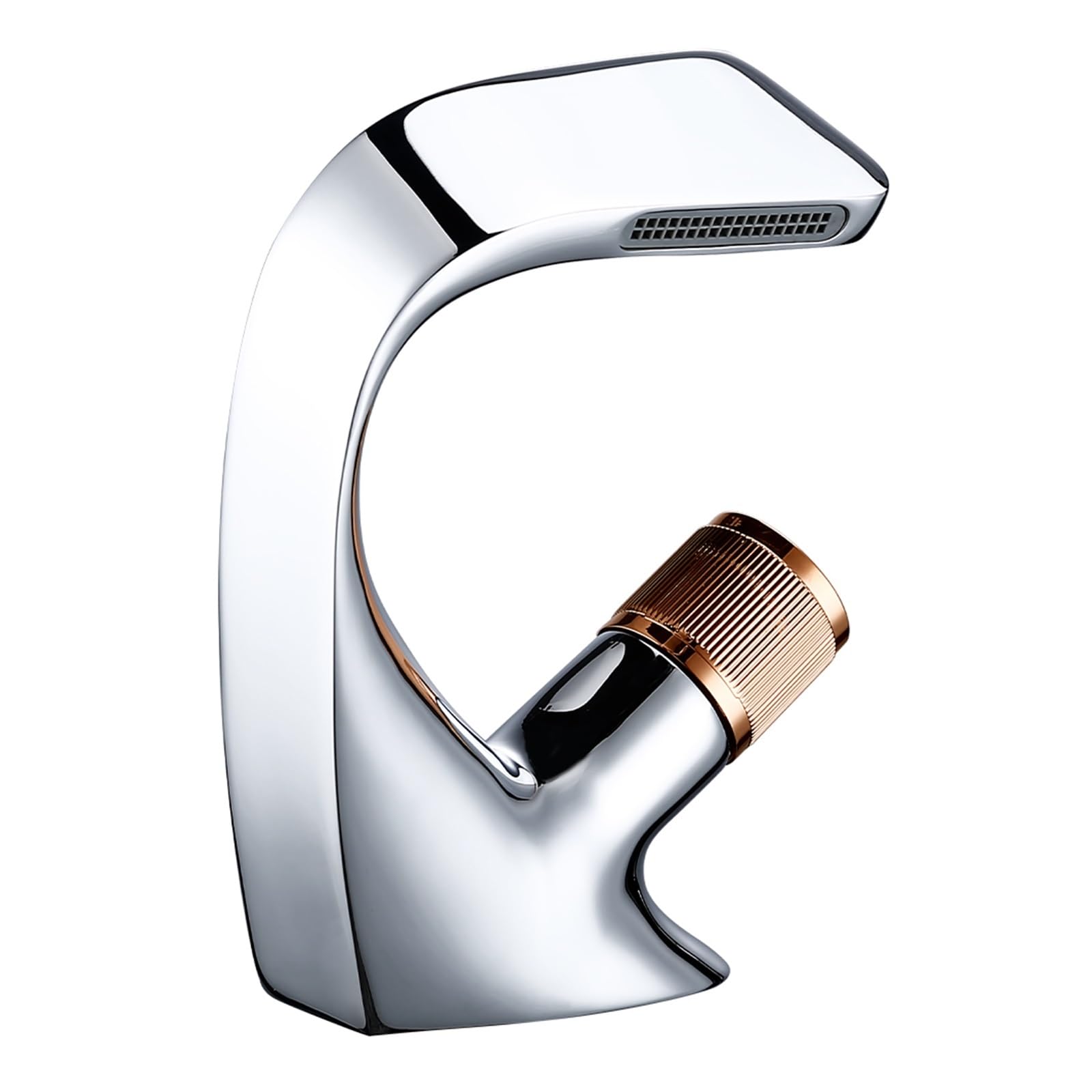 Mitigeur de lavabo monotrou en laiton noir et chrome pour eau chaude et froide