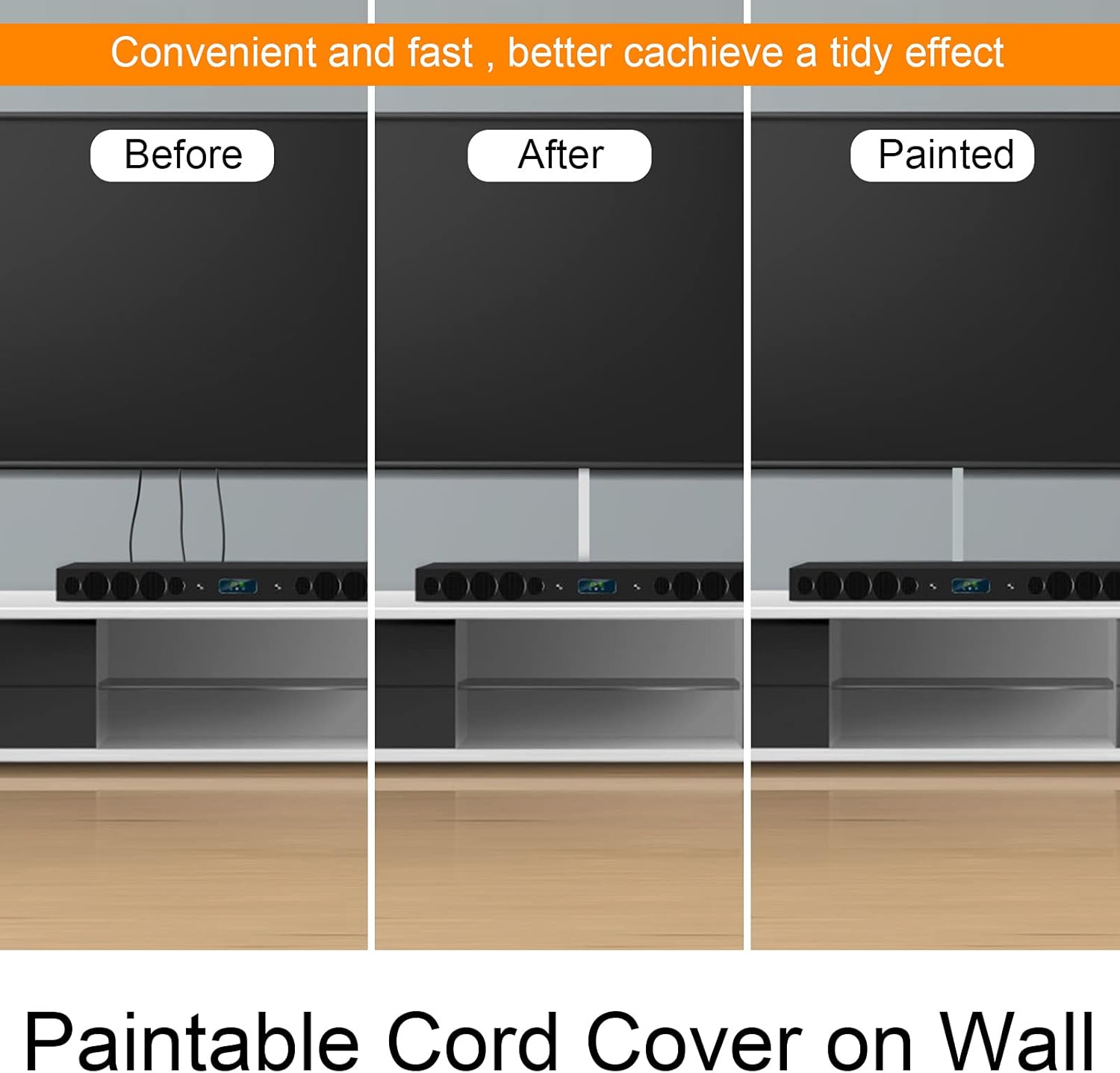 Wall Cord Cover,110in Cable Cover Channel,Cable Concealer Management System Kit,Printable Cable Raceway,Wire Covers for Cords Wall Mount TV Power Cord in Home Office,7X L15.7 W0.9in x H0.5in White : Electronics