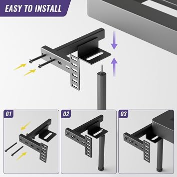 Adjustable Headboard Bracket, Headboard Bracket for Metal Bed Frame, Universal Headboard Bracket, Bed Frame Headboard Wall Mount Bracket with Footboard Extension Kit Black