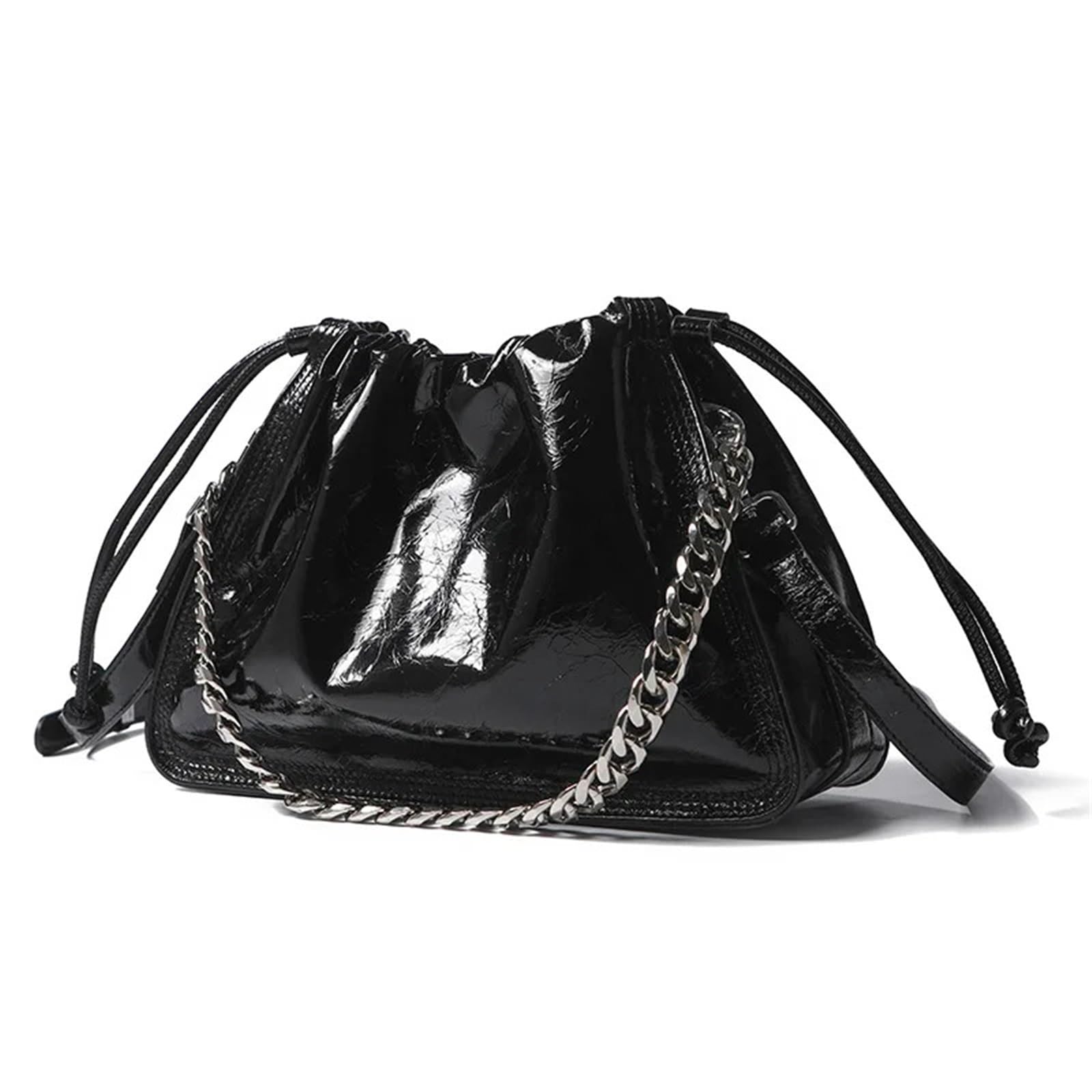 Bolso de mujer piel auténtica, bandolera arrugada, bolso mano Para Viajes Compras Trabajo Citas