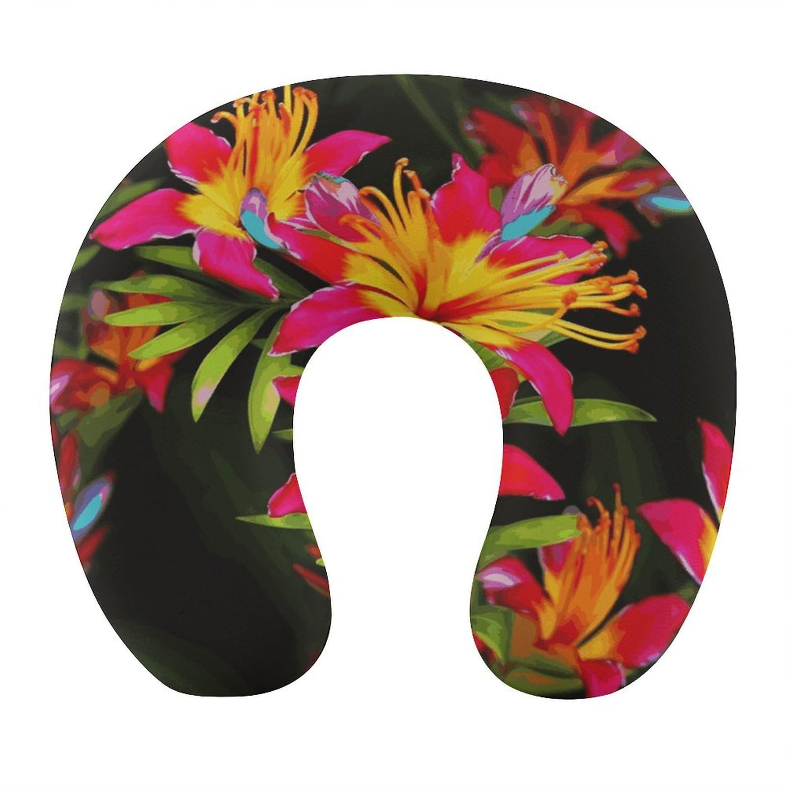 Btcowzrv Style Hawaiian Colorful Flower U Shaped Neck Pillow Travel Pillows