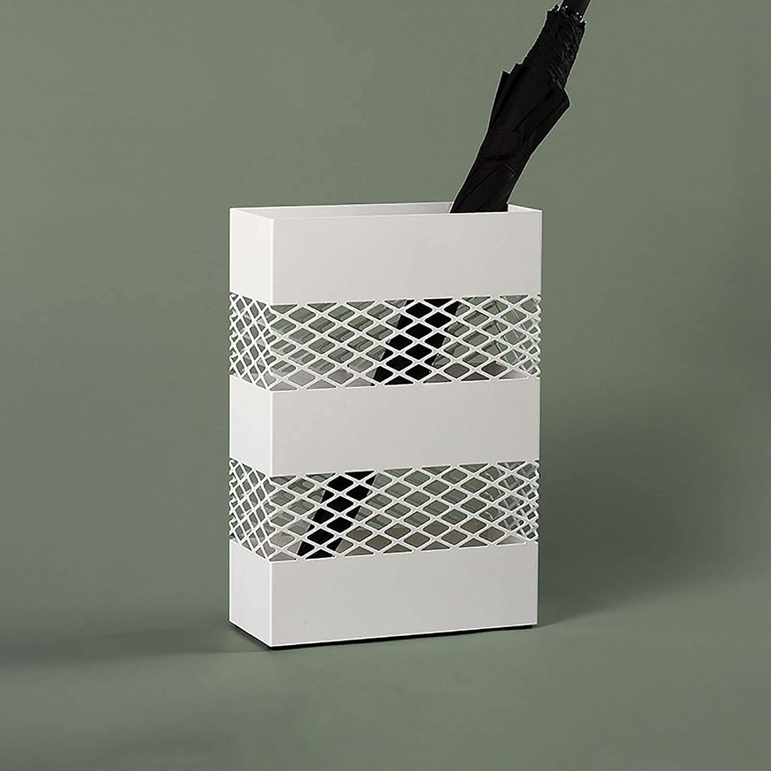 Umbrella Stands Metal with Plastic Drip Tray and 4 Hooks Holder Rack Openwork Design Mesh Space Saving Foyer Indoor Storage