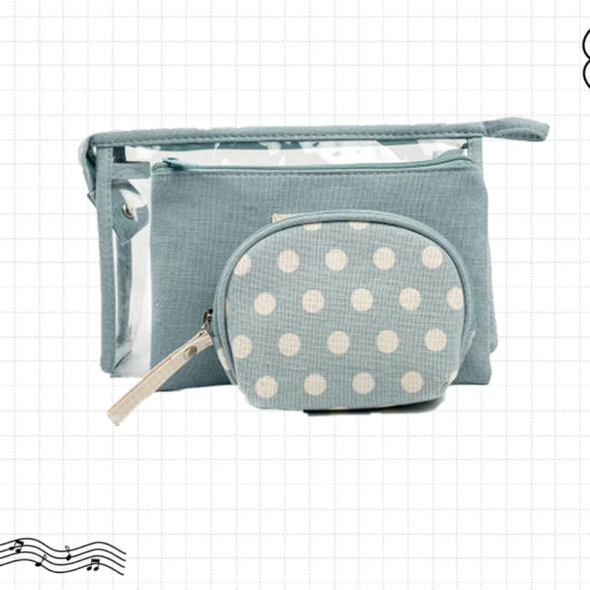 3pcs Dot Cosmetic Bags Three Piece Set PVC Nylon Travel Organizers image 2