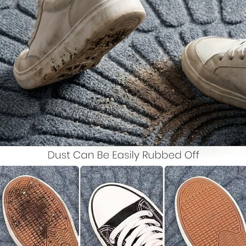 Image of Yellow Weaves Semi Circle Door Mat for Home Entrance, Half Moon Outdoor Rubber Mat - Non-Slip, Anti Skid Half Circle Foot Mat, Dirt Trapper, Heavy-Duty, Waterproof Main Doormat, 45x70 cm | Grey