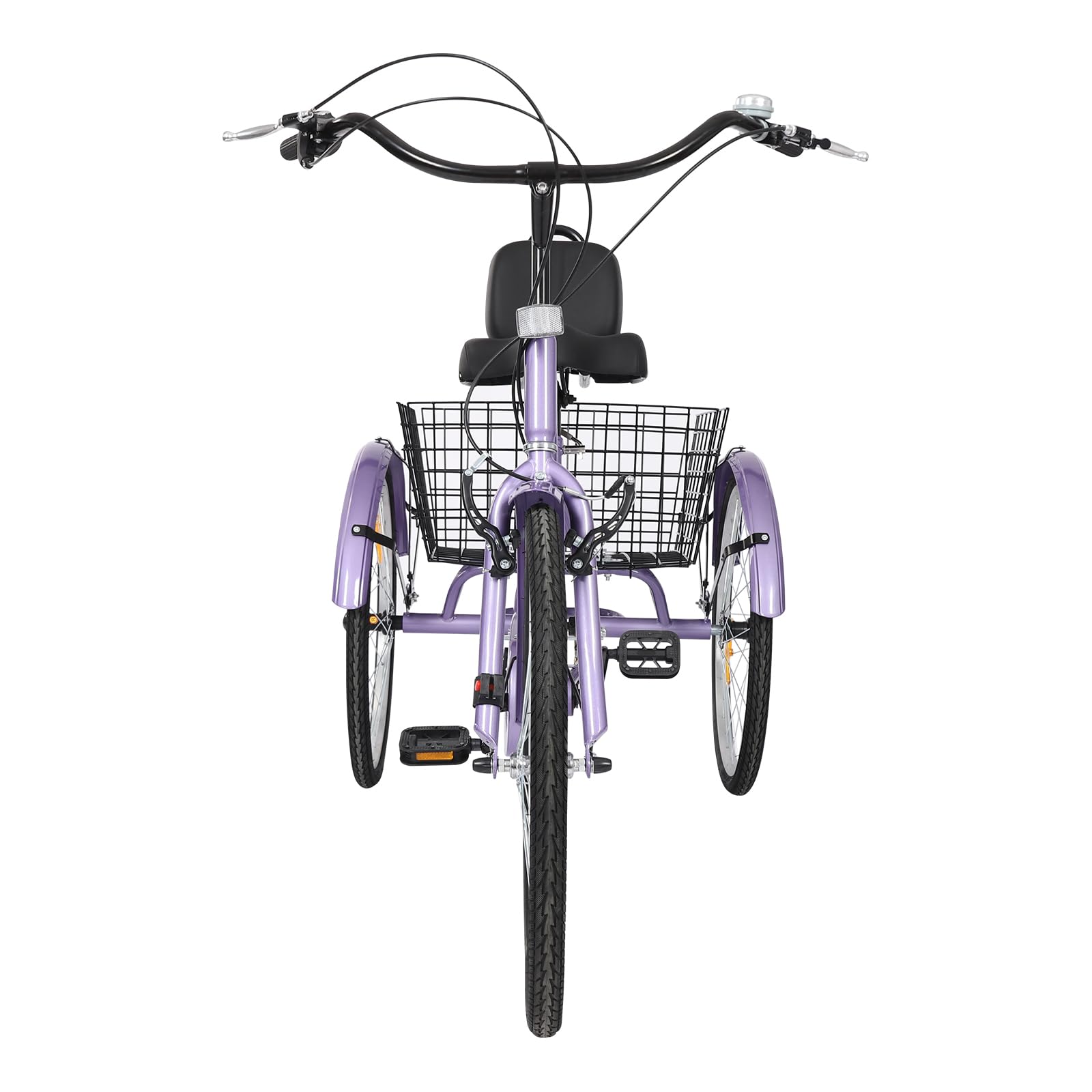Triciclo de 7 velocidades para adultos,Triciclo adulto,Triciclo de 24 pulgadas,Asiento ajustable,7 velocidades Ricycle con respaldo y cesta de compras y cerradura,Freno delantero en V, freno de