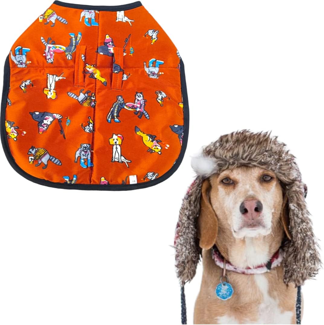 Hurrypets Pet Dog Winter Coat Clothes Warm Jacket Solid Windproof 4 Layer Printed Coats (L-(18-19) INCH, Mustard)